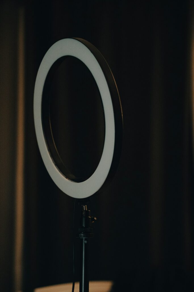Ring light set up for filming content