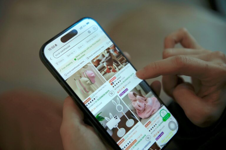 Shopping online on a phone