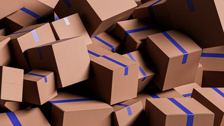 Pile of shipping boxes with tape
